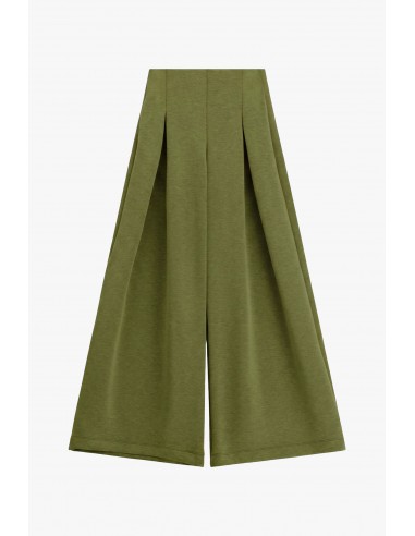 Pantalon palazzo point de Milan kaki Imperial Femme - taille haute elastiquee