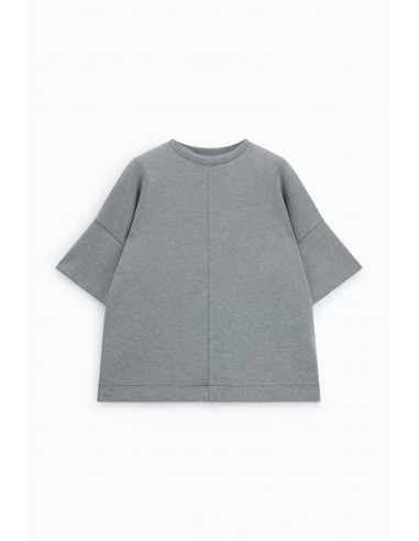 Sweat-shirt oversize manches courtes point de Milan gris chine Imperial Femme