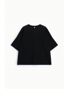 Sweat-shirt oversize manches courtes point de Milan noir Imperial Femme