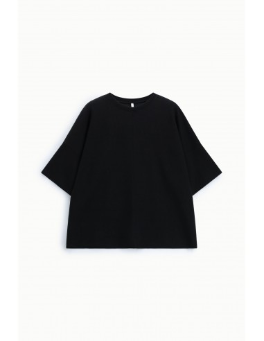 Sweat-shirt oversize manches courtes point de Milan noir Imperial Femme