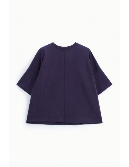 Sweat-shirt oversize manches courtes point de Milan bleu marine Imperial Femme