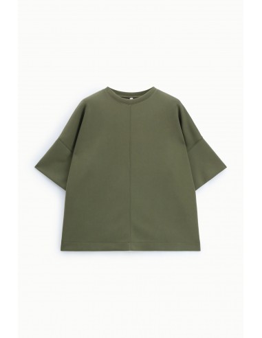 Sweat-shirt oversize manches courtes point de Milan kaki Imperial Femme
