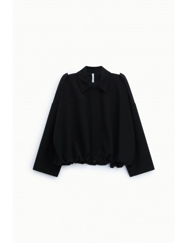 Blouson oversize point de Milan noir Imperial Femme - ourlet elastique et epaules tombantes