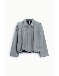 Blouson oversize point de Milan gris Imperial Femme - ourlet elastique et epaules tombantes