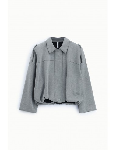Blouson oversize point de Milan gris Imperial Femme - ourlet elastique et epaules tombantes