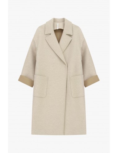 Manteau mi-long oversize neoprene ecru Imperial Femme - vue de face