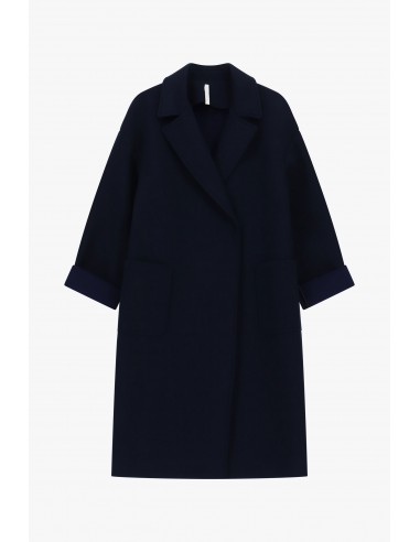 Manteau mi-long oversize neoprene bleu marine Imperial Femme - vue de face