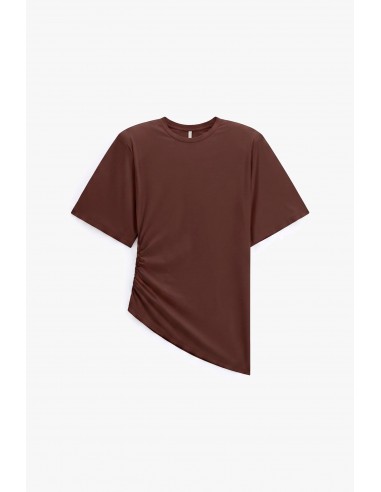 T-shirt col rond manches courtes epaulettes structurantes Imperial Femme bordeaux