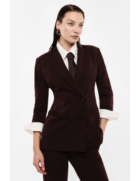 Blazer de smoking manches 3/4 col satin – Imperial Femme