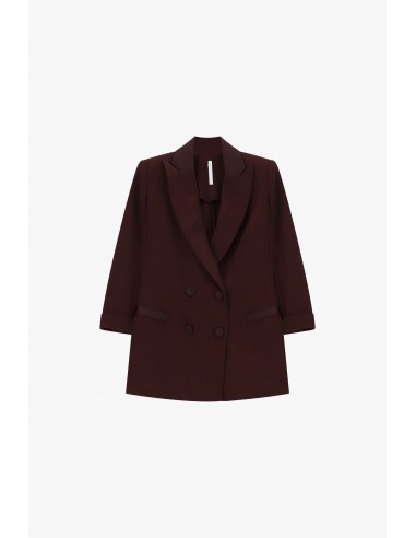 Blazer de smoking manches 3/4 col satin – Imperial Femme