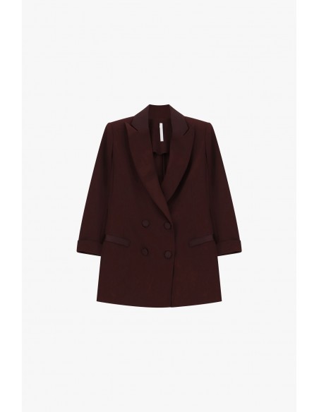 Blazer de smoking manches 3/4 col satin – Imperial Femme