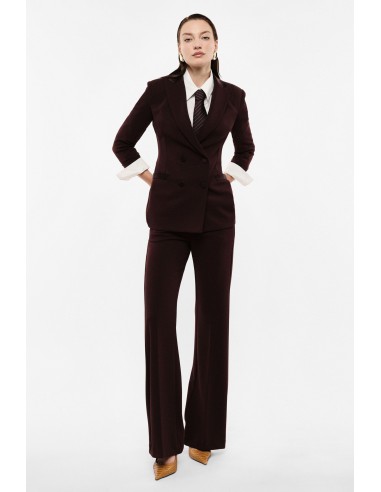 smoking  bordeaux flare finition satin – Imperial Femme