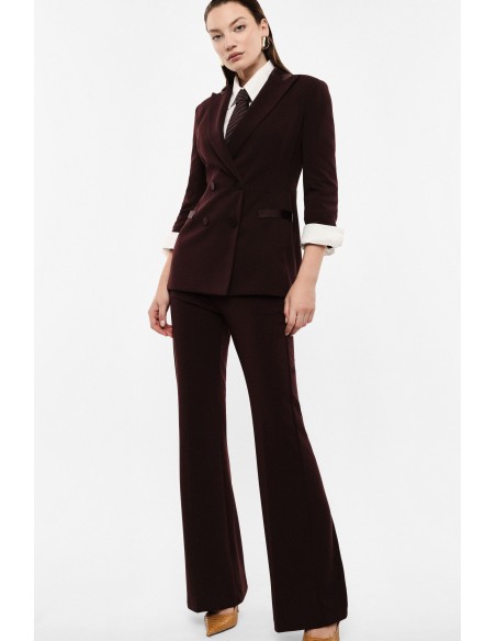 Pantalon de smoking flare finition satin – Imperial Femme