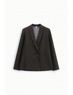 Blazer croisé col châle en drap micro-carreaux – Imperial Femme