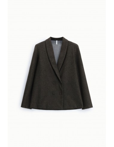 Blazer croisé col châle en drap micro-carreaux – Imperial Femme