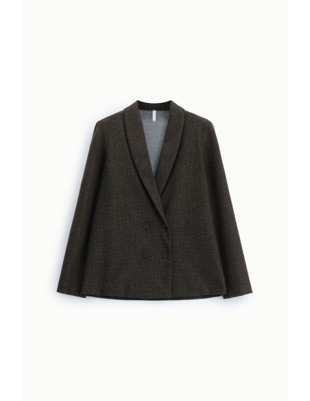 Blazer croisé col châle en drap micro-carreaux – Imperial Femme