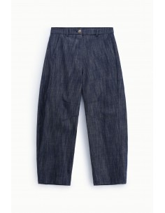 Pantalon carotte en denim brut bleu – Imperial Femme