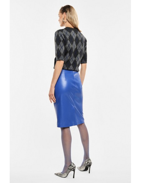 Jupe mi-longue en éco-cuir ceinturée boucle ronde – Imperial Femme