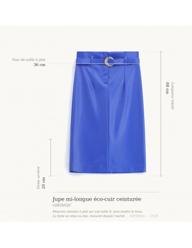 Jupe mi-longue en éco-cuir ceinturée boucle ronde – Imperial Femme