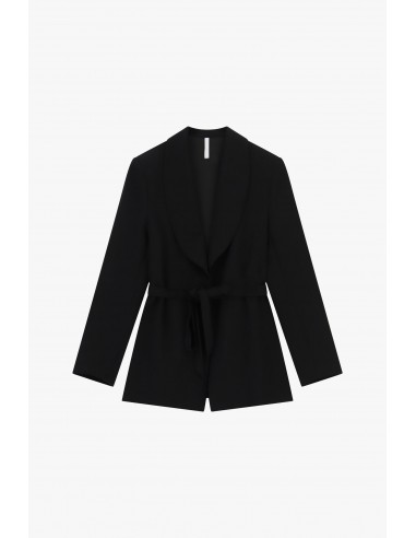 Blazer col châle à ceinture nouée noir – Imperial Femme, vue de face