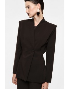 Blazer un bouton col montant épaules marquées – Imperial Femme