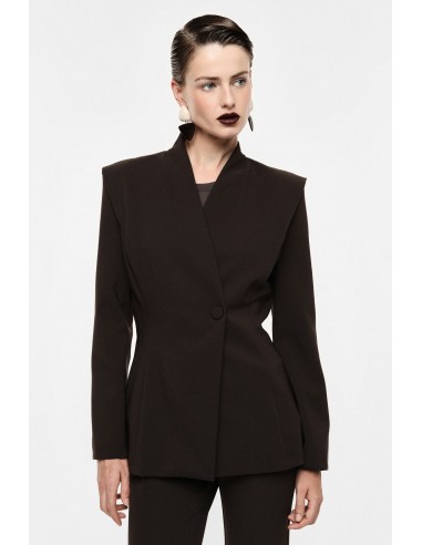 Blazer un bouton col montant épaules marquées – Imperial Femme