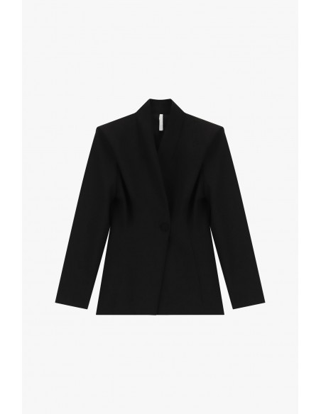 Blazer un bouton col montant épaules marquées – Imperial Femme