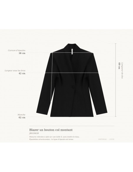 Blazer un bouton col montant épaules marquées – Imperial Femme