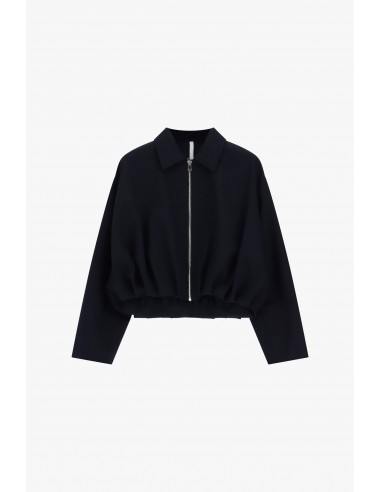 Bomber court à base froncée bleu marine – Imperial Femme, vue de face
