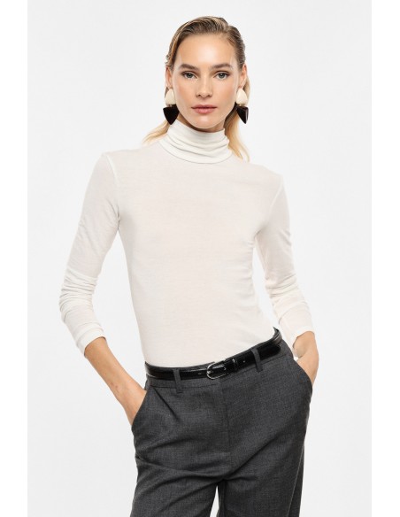 Sous-pull col roulé en laine et lyocell – Imperial Femme