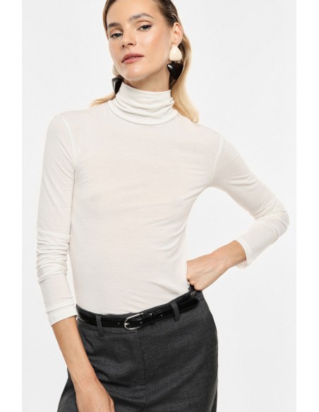 Sous-pull col roulé en laine et lyocell – Imperial Femme