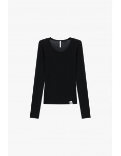 T-shirt seconde peau col rond en laine et lyocell – Imperial Femme