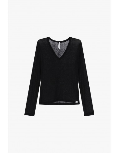 T-shirt seconde peau col V en laine et lyocell – Imperial Femme