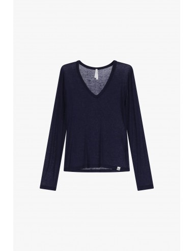 T-shirt seconde peau col V en laine et lyocell – Imperial Femme