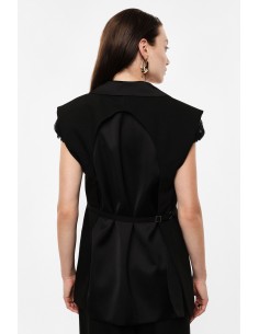 Gilet de tailleur long sans manches noir Imperial Femme, porté de dos