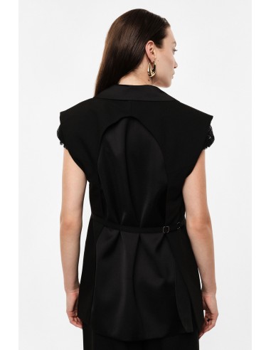 Gilet de tailleur long sans manches noir Imperial Femme, porté de dos
