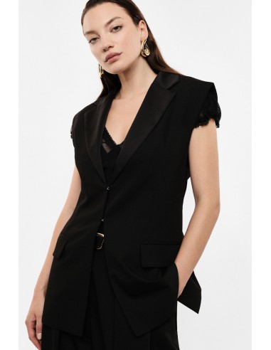 Gilet de tailleur Imperial Femme, détail du revers et des poches à rabat