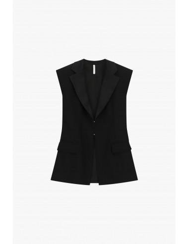 Gilet de tailleur long sans manches noir – Imperial Femme, vue de face
