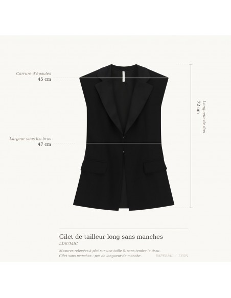 Gilet de tailleur Imperial Femme, schéma des mesures à plat sur taille S