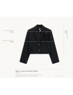 Blazer court à broche florale Imperial Femme, schéma des mesures à plat sur taille S