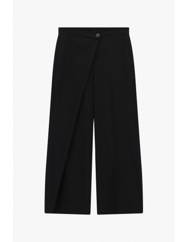 Pantalon palazzo à boutonnage asymétrique noir – Imperial Femme, vue de face