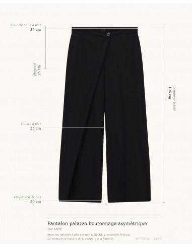Pantalon palazzo boutonnage asymétrique Imperial Femme, schéma des mesures à plat sur taille XS