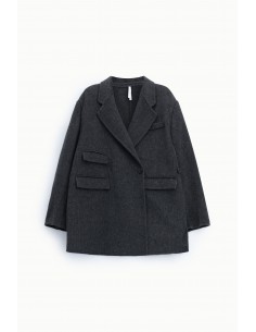 Manteau court croisé en drap façon poil de chameau – Imperial Femme
