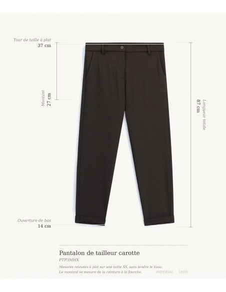 Pantalon de tailleur carotte passepoil satin – Imperial Femme