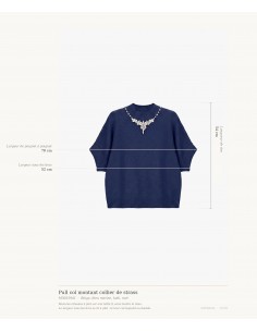 Pull col montant manches 3/4 collier de strass – Imperial Femme