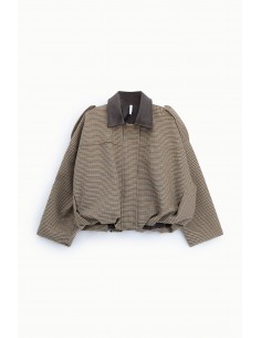 Blouson court pied-de-poule col éco-cuir croco – Imperial Femme