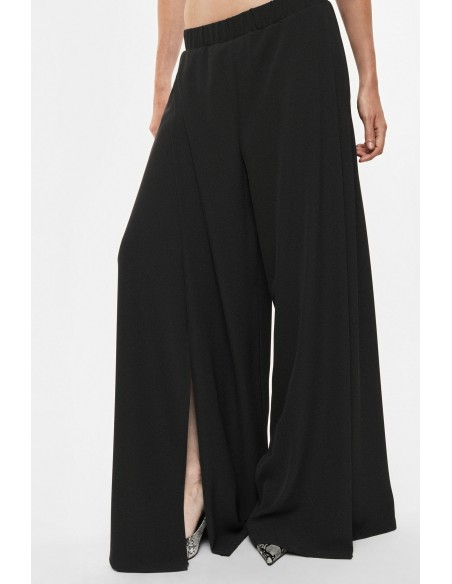 Pantalon palazzo très large à fente en crêpe fluide – Imperial Femme