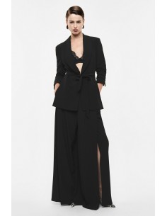 Pantalon palazzo très large à fente en crêpe fluide – Imperial Femme
