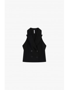 Gilet court croisé sans manches en draperie – Imperial Femme