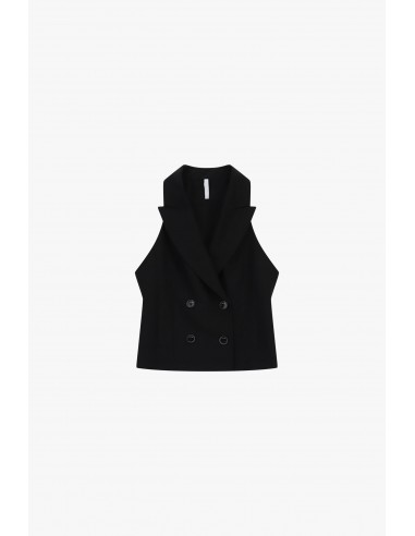 Gilet court croisé sans manches en draperie – Imperial Femme